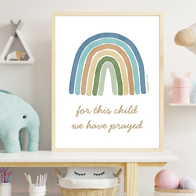 For This Child We Prayed Boho Blue Rainbow Poster (Creator Uploaded)