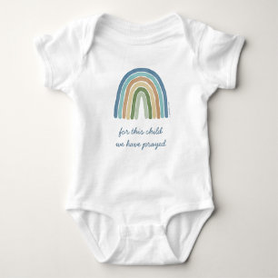 For This Child We Prayed Boho Rainbow Blue Baby Bodysuit