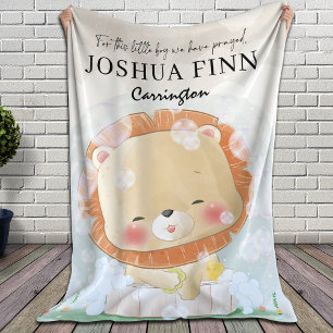 For This Little Boy Girl We Have Prayed Lion Cub Fleece Blanket