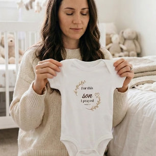 For This Son I Prayed Christian Baby Boy Bodysuit