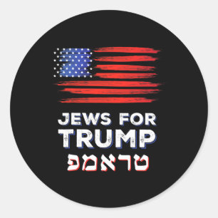 For Trump 2024 Israel Usa Hebrew Election Jewish V Classic Round Sticker