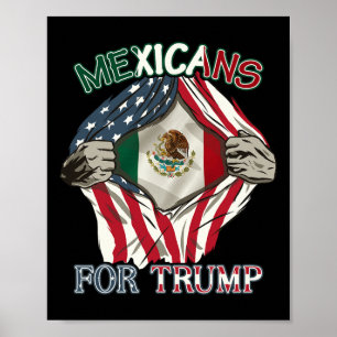 For Trump 2024 Mexico Usa Friendship Flag  Poster