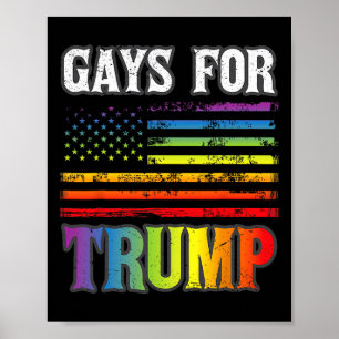 For Trump Lgbt Pride Gay Rainbow Flag Vote Republi Poster