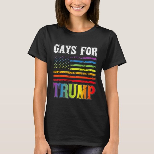 For Trump Lgbt Pride Gay Rainbow Flag Vote Republi T-Shirt (Front)