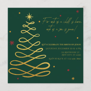 For Unto Us A Child Is Born   Christmas Invitation