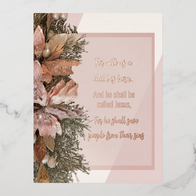 For Unto Us a Child is Born Foil Post Card (Front)