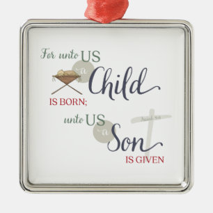 For Unto us a Child is Born Metal Tree Decoration