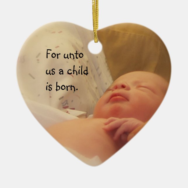 for unto us a child is born ornament (Front)