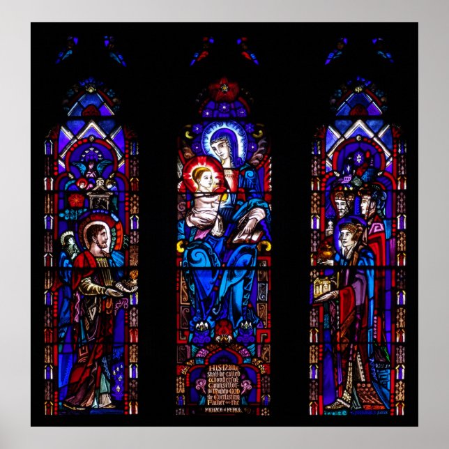 For Unto Us A Child Is Born Stained Glass Poster (Front)