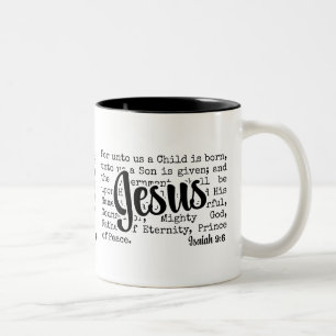 FOR UNTO US Christian Isaiah JESUS Christmas Two-Tone Coffee Mug