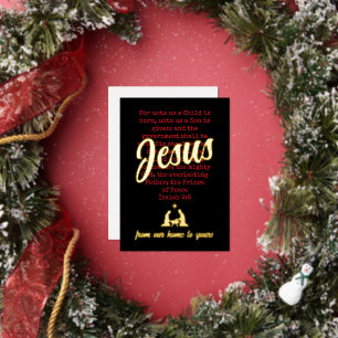 FOR UNTO US JESUS Christmas Foil Holiday Card