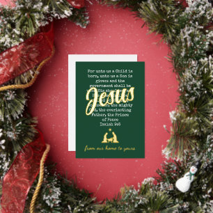 FOR UNTO US JESUS Christmas Foil Holiday Card