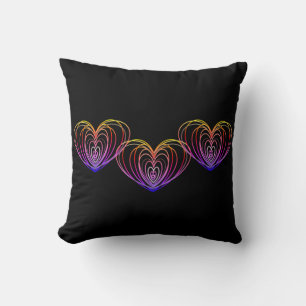 For Valentine's Day Hearts Front and Back Black Cushion