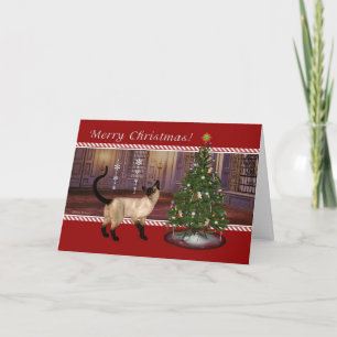 For Veterinarian Siamese Cat Merry Christmas Card