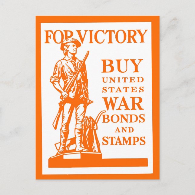 For Victory US Bonds and Stamps Postcard (Front)