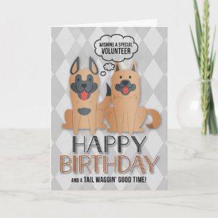 for Volunteer's Birthday Cute Cartoon Dogs Card