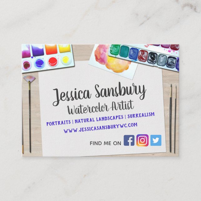 For Watercolor Artist Business Card (Front)