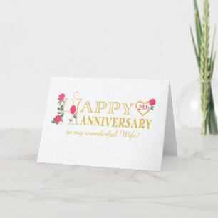 For Wife Custom Year Anniversary with Roses Card