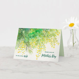 For Wife on Mothers Day Custom Yellow Mimosa  Card