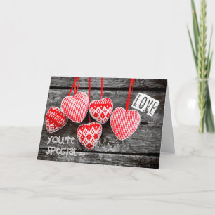 For Wife on Valentine's Day. Craft Hearts  Holiday Card