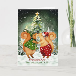 for Wife Sweet Squirrel Love Christmas Holiday Card