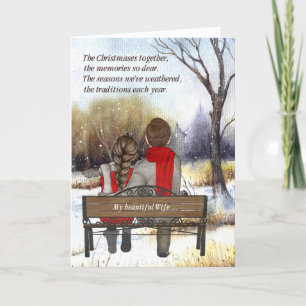 for Wife Young Caucasian Couple Christmas Holiday Card