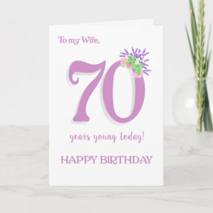 For Wife's 70th Birthday Lavender and Roses Card