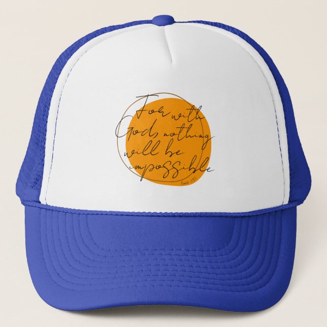 For With God Blue Trucker Hat (Front)