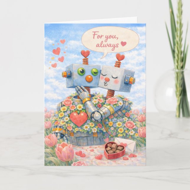 For You, Always – Robot Love  Holiday Card (Front)
