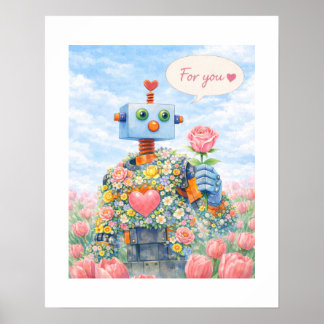 For You – Floral Robot Poster