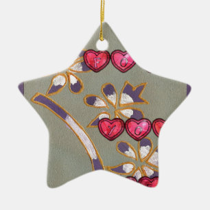 For You From Me: Beautiful Floral Hearts Design Ceramic Ornament