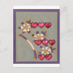 For You From Me: Beautiful Floral Hearts Design Postcard
