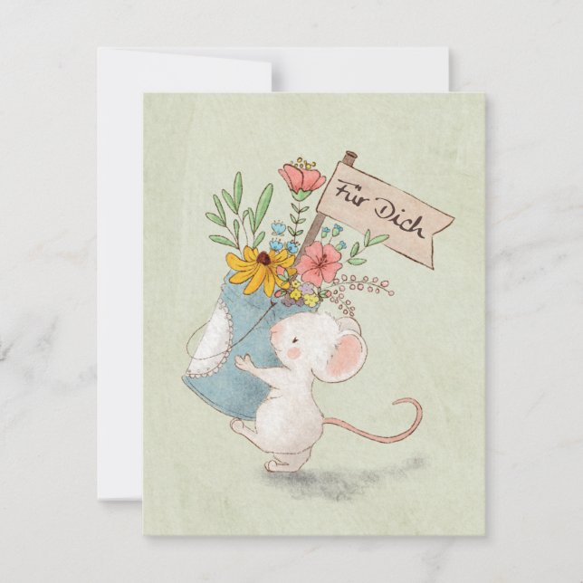 for you mouse with flowers card (Front)