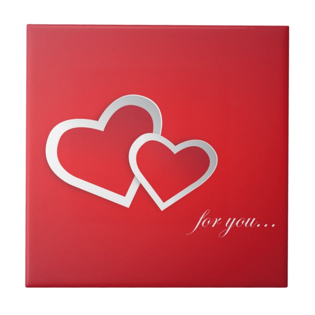 For You - Valentine's Day Hearts Design-21987  Ceramic Tile (Front)