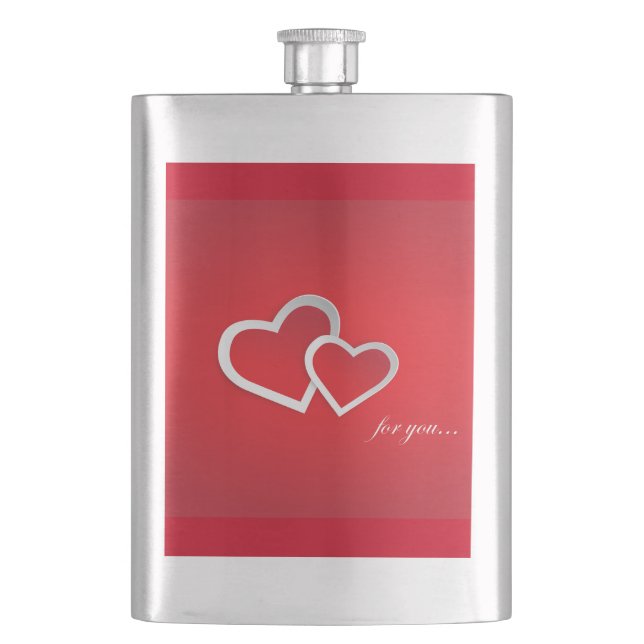 For You Valentine's Day Hearts Design-21987 Hip Flask (Front)