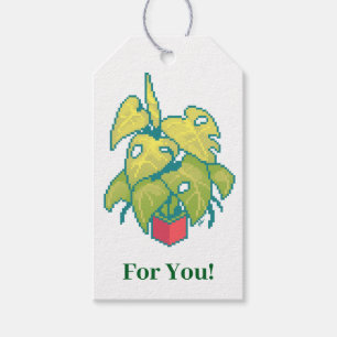 For you with love pixelart, Pixel Art, monstera Gift Tags