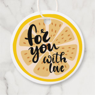 For You With Love Yellow Lemon Slice Graphic Class Favour Tags