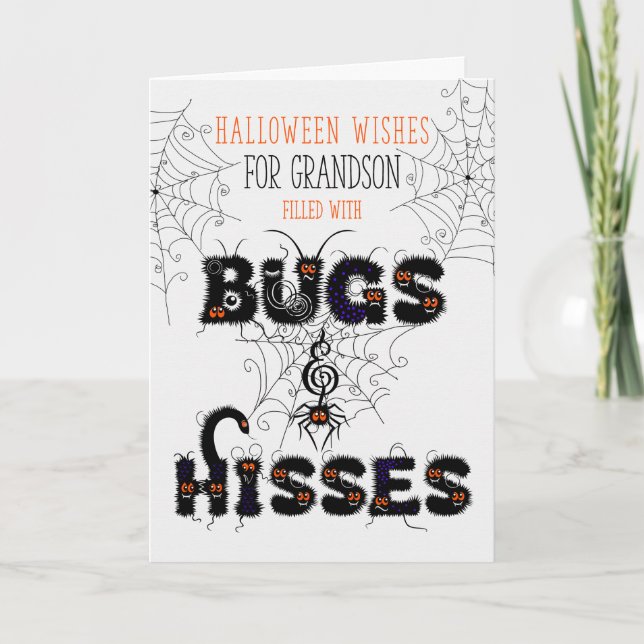 for Young Grandson Bugs and Hisses Halloween Card (Front)