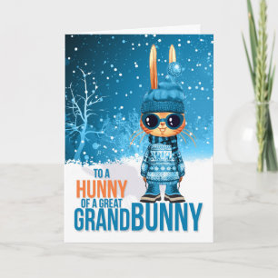 for Young Great Grandson Cute Blue Christmas Bunny Holiday Card