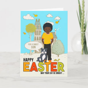 for Young Son African American Boy Easter Card