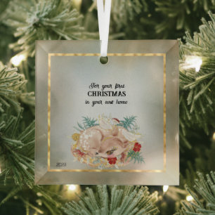  For Your First Christmas In Your New Home Glass Tree Decoration
