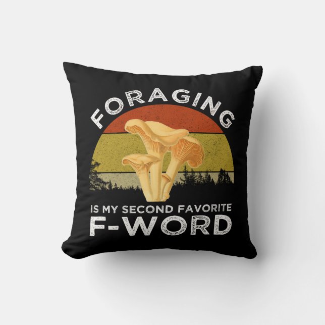 Foraging Is My Second Favourite F-Word Chanterelle Cushion (Front)