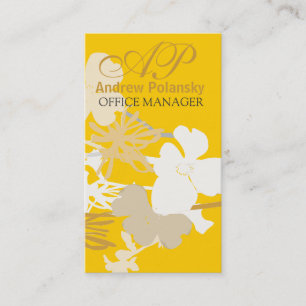 Foral Dogwood Spring Monogram Business Card