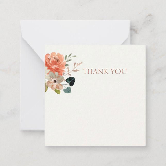 Foral Watercolor Wedding Thank You / Welcome Card (Front)