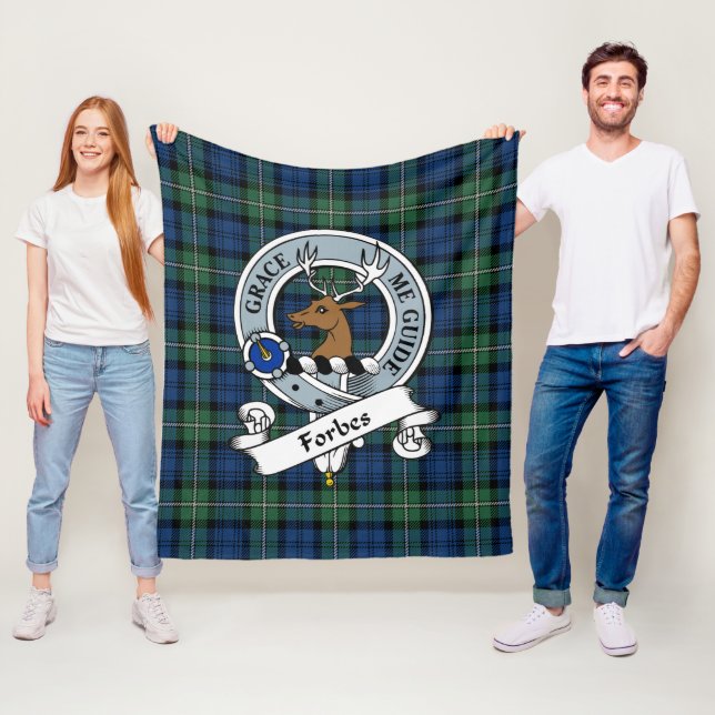Forbes Ancient Clan Badge Tartan Plaid Fleece Blanket (In Situ)