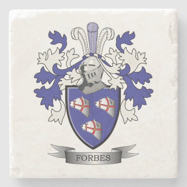 Forbes Family Crest Coat of Arms Stone Coaster (Front)