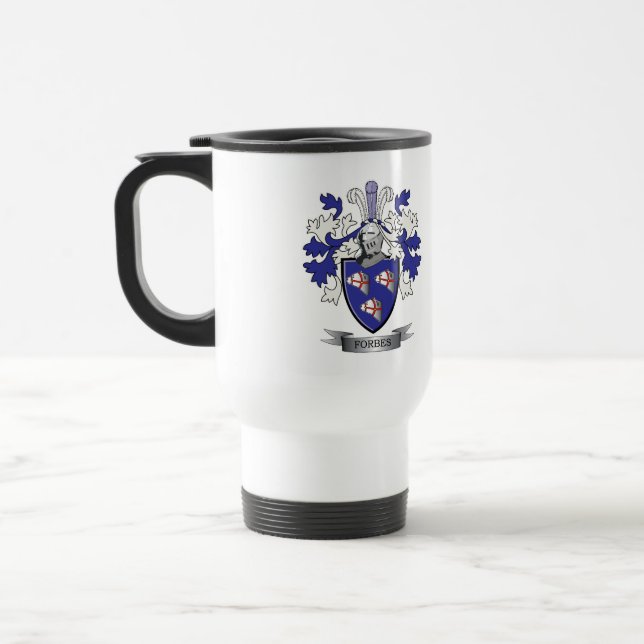 Forbes Family Crest Coat of Arms Travel Mug (Left)