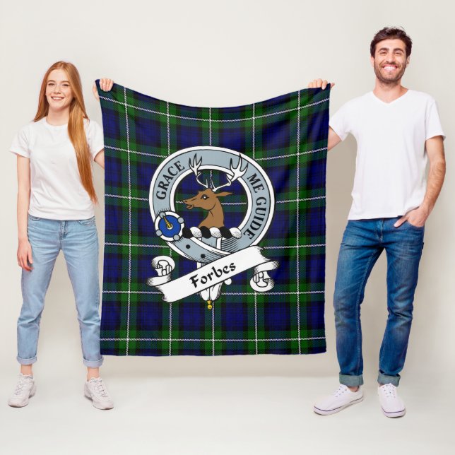 Forbes Modern Clan Badge Tartan Plaid Fleece Blanket (In Situ)