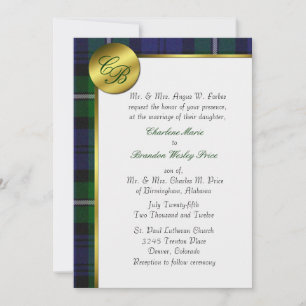 Forbes Plaid Monogram Wedding Invitation