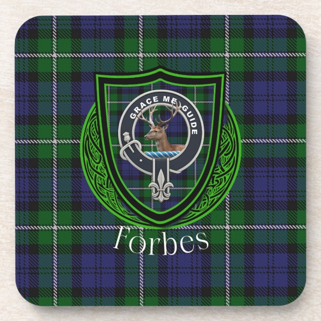 Forbes Scottish Clan Tartan & Crest Coaster (Front)